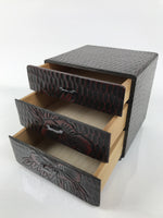 Japanese Lacquered Kamakurabori Wooden Tansu Chest Vtg Haribako Red Black T419