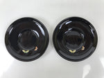 Japanese Lacquered Wood Drink Saucer Chataku Coaster 5pc Black Butterfly L536