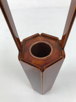 Japanese Lacquered Wood Flower Vase Vtg Kabin Ikebana Arrangement Shunkei FK185