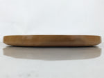 Japanese Lacquered Wood Serving Tray Obon Vtg Round Brown Kanji Anniversary L452