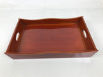 Japanese Lacquered Wood Serving Tray Vtg Hida Shunkei Rectangle Brown Wavy L488