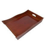 Japanese Lacquered Wood Serving Tray Vtg Hida Shunkei Rectangle Brown Wavy L488