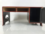 Japanese Lacquered Wooden Floor Desk Vtg Low Table 2 Drawers Cabinet Red T408
