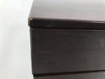 Japanese Lacquered Wooden Jubako Storage Box Vtg Lid Two Tier Bento Brown FB90