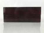 Japanese Lacquered Wooden Jubako Storage Box Vtg Lid Two Tier Bento Brown FB90