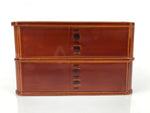 Japanese Lacquered Wooden Lunch Box Bento Jubako Shunkei Two Tiers Brown L557