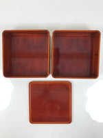 Japanese Lacquered Wooden Lunch Box Bento Jubako Shunkei Two Tiers Brown L557