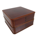 Japanese Lacquered Wooden Lunch Box Bento Jubako Shunkei Two Tiers Brown L557
