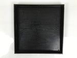 Japanese Lacquered Wooden Serving Tray Obon Vtg Square Simple Plain Black L565