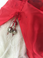 Japanese Lacquered Wooden Shishi Dancing Lion Dog Mask Komainu Red Fabric OM96