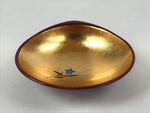 Japanese Lacquerware Replica Gilt Bowl Vtg Shell Sweets Dish Gold Red Flower L76