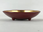 Japanese Lacquerware Replica Gilt Bowl Vtg Shell Sweets Dish Gold Red Flower L76