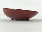 Japanese Lacquerware Replica Gilt Bowl Vtg Shell Sweets Dish Gold Red Flower L76
