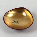Japanese Lacquerware Replica Gilt Bowl Vtg Shell Sweets Dish Gold Red Flower L76