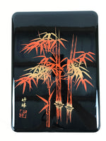 Japanese Lidded Fumibako Lacquerware Replica Letter Box Makie Bamboo Black LWB17