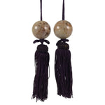 Japanese Marble Stone Hanging Scroll Weights Fuchin Kakejiku Purple Tassel FC370