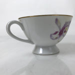 Japanese Meito Porcelain Western Teacup Vtg Iris Flower Pink Purple TC530