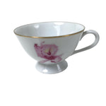 Japanese Meito Porcelain Western Teacup Vtg Iris Flower Pink Purple TC531