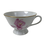 Japanese Meito Porcelain Western Teacup Vtg Iris Flower Pink Purple TC532