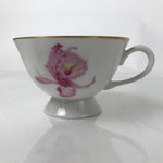 Japanese Meito Porcelain Western Teacup Vtg Iris Flower Pink Purple TC533
