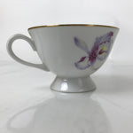 Japanese Meito Porcelain Western Teacup Vtg Iris Flower Pink Purple TC533