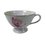 Japanese Meito Porcelain Western Teacup Vtg Iris Flower Pink Purple TC534
