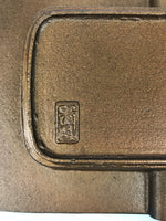 Japanese Metal Ashtray Vtg Haizara Rectangle Cast Iron Brown Floral Leaf JK925