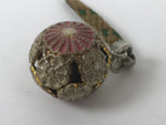 Japanese Metal Chrysanthemum Bell Keychain Ball Phone Strap Amulet Pink JK877