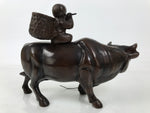 Japanese Metal Cow Statue Vtg Zodiac Symbol Zen Ornament Okimono Ushi Ox ST63