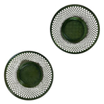Japanese Metal Drink Saucer Vtg Chataku Coaster 2pcs Green Punched Holes L534