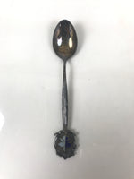 Japanese Metal Spoon Vtg Teaspoon Small Coffee Silver Emblem Blue Enamel JK928