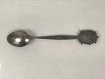 Japanese Metal Spoon Vtg Teaspoon Small Coffee Silver Emblem Wooden Box JK931