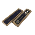 Japanese Metal Spoon Vtg Teaspoon Small Coffee Silver Emblem Wooden Box JK932