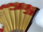 Japanese Miniature Paper Folding Fan Sensu Bamboo Frame Sheep Hitsuji Gold 4D966