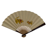 Japanese Miniature Paper Folding Fan Sensu Bamboo Frame Yellow Tiger Toy 4D965