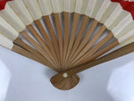 Japanese Miniature Paper Folding Fan Vtg Sensu Bamboo Frame Plum Pine Red 4D970