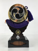 Japanese Miniature Taiko Drum Display Vtg Boys Day Stand Brown Gold Purple ID621