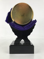 Japanese Miniature Taiko Drum Display Vtg Boys Day Stand Brown Gold Purple ID621