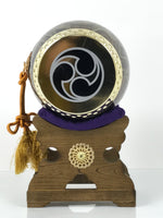 Japanese Miniature Taiko Drum Display Vtg Boys Day Stand Brown Gold Purple ID645