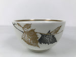 Japanese Narumi Porcelain Yunomi Teacup Pottery Vtg White Brown Gold Leaf TC613