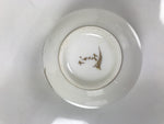 Japanese Narumi Porcelain Yunomi Teacup Pottery Vtg White Brown Gold Leaf TC613