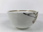 Japanese Narumi Porcelain Yunomi Teacup Pottery Vtg White Brown Gold Leaf TC614