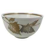 Japanese Narumi Porcelain Yunomi Teacup Pottery Vtg White Brown Gold Leaf TC617