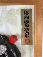 Japanese Nihongami Woman Painted Clay Face Framed Vtg Awaji Joruri Ningyo FL270