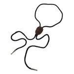 Japanese Noh Mask Western Bolo Tie Vtg Netsuke Slide Metal Tips Red Black JK886