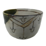 Japanese Oribe Ware Ceramic Yunomi Teacup Vtg Pottery Beige Green Yakimono TC562