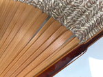 Japanese Paper Folding Fan Sensu Bamboo Frame Brown Silver Floral Swirl 4D898