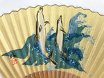 Japanese Paper Folding Fan Sensu Lacquered Bamboo Frame 1975 Expo Okinawa 4D899