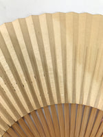 Japanese Paper Folding Fan Sensu Vtg Bamboo Frame Beige Pink Gold Design 4D910
