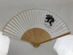 Japanese Paper Folding Fan Sensu Vtg Bamboo Frame Bicycle Racing Black 4D934
